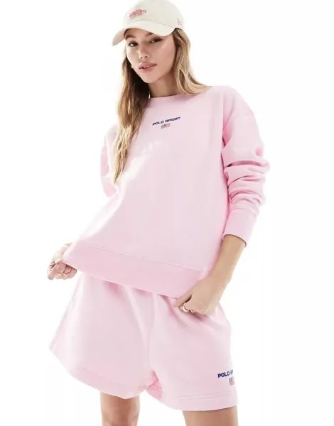 Розовый свитшот Polo Ralph Lauren Sport Capsule с логотипом в центре