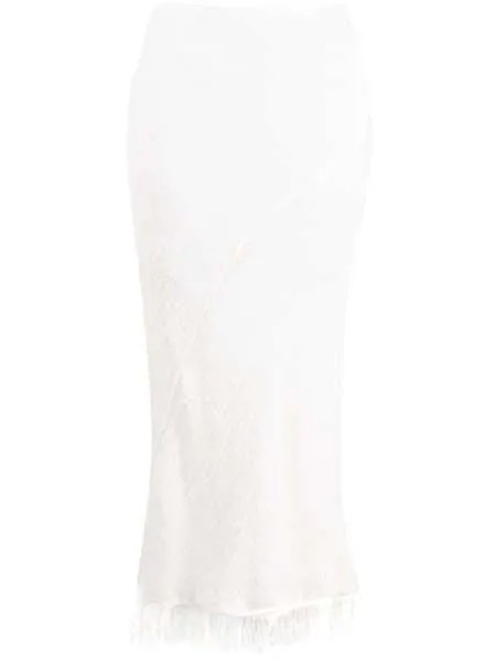 Acne Studios юбка с завышенной талией и бахромой