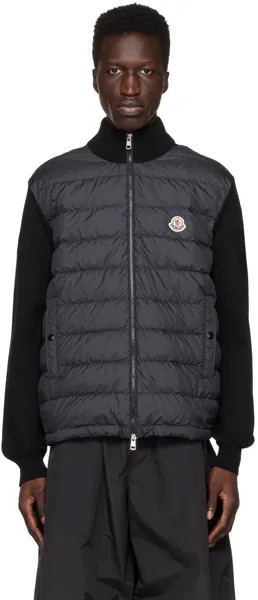 Черный кардиган с воротником-стойкой Moncler