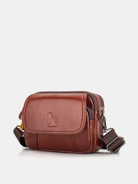 Мужчины Натуральная Кожа Ретро 6.3 дюймов Телефон Сумка CrossBody Сумка Ремень Талия Сумка