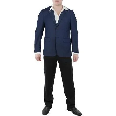 DKNY Мужской темно-синий шерстяной однотонный пиджак с двумя пуговицами, пиджак 38S BHFO 4838