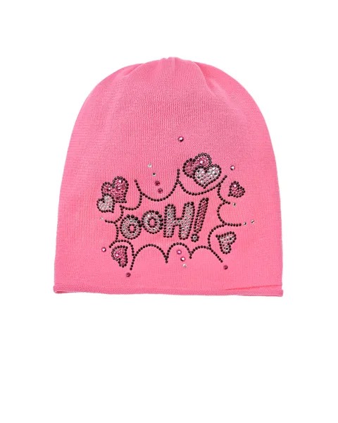 Розовая шапка с декором из страз Catya детская