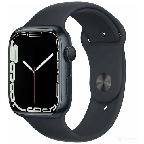 Умные часы Apple Watch Series 7, 45 мм, корпус из алюминия цвета «тёмная ночь», спортивный ремешок «тёмная ночь» MKN53RU/A