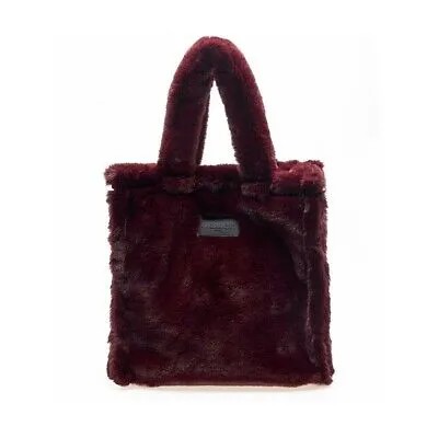 Сумка для покупок BLAUER Size Furfy Bag ИЗ искусственного меха бордового цвета с логотипом черного цвета I20