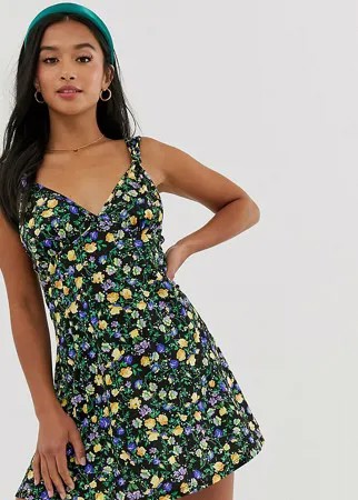 Свободный сарафан мини с цветочным принтом ASOS DESIGN Petite-Мульти