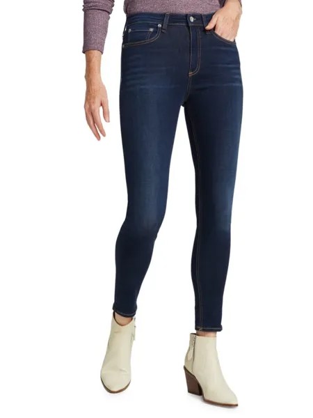 Эластичные джинсы скинни до щиколотки с высокой посадкой Nina Rag & Bone, цвет Dark Wash