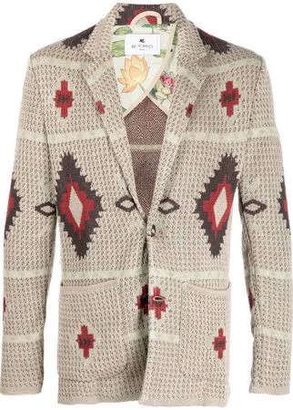 ETRO однобортный кардиган с геометричным узором