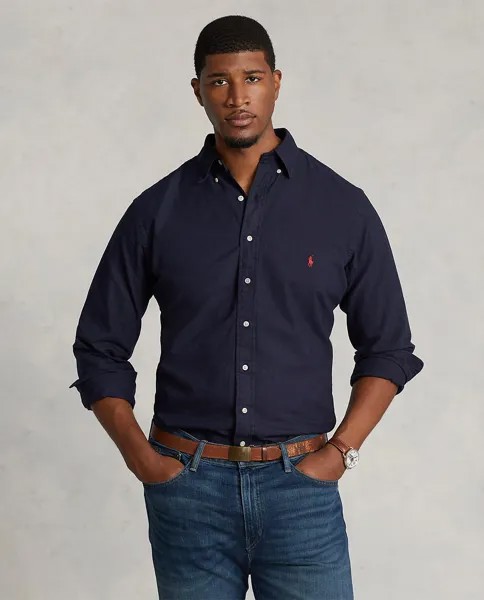 Мужская хлопковая рубашка классического кроя больших размеров Polo Ralph Lauren, темно-синий