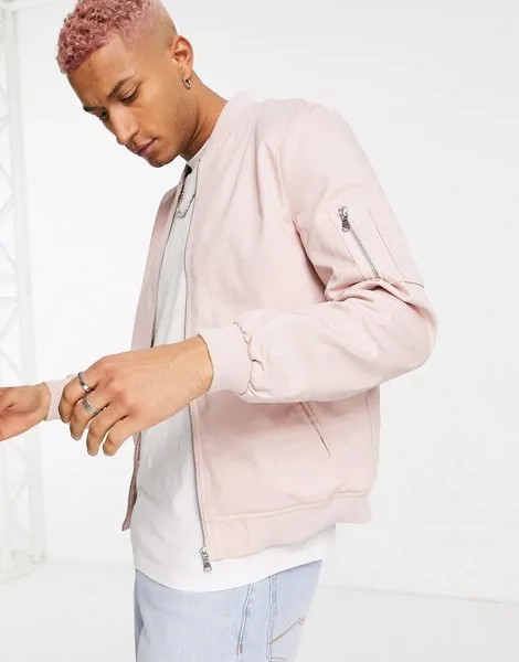 Розовый бомбер с карманом MA1 на рукаве ASOS DESIGN-Розовый цвет