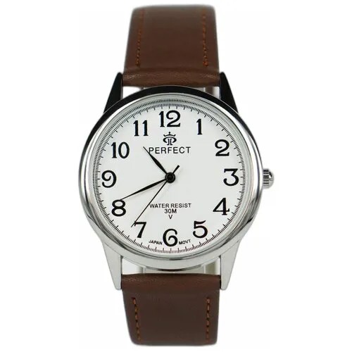 Perfect часы наручные, мужские, кварцевые, на батарейке, кожаный ремень, японский механизм GX017-418-4