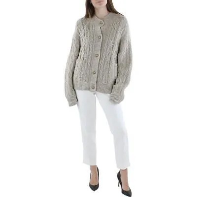 RE/DONE Женский бежевый шерстяной вязаный свитер миди с длинными рукавами и пуговицами M BHFO 9127