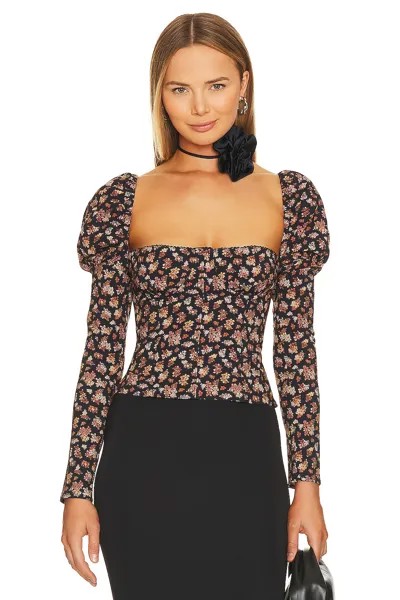 Топ WeWoreWhat Long Sleeve Corset, цвет Baby Floral Black Multi