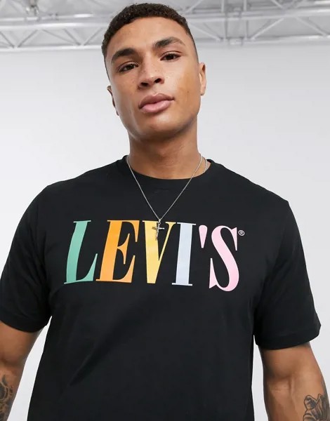 Черная свободная футболка в стиле 90-х с логотипом Levi's-Черный