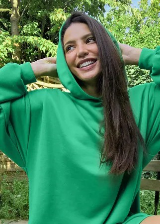 Ярко-зеленое платье-худи мини ASOS DESIGN Tall-Зеленый цвет