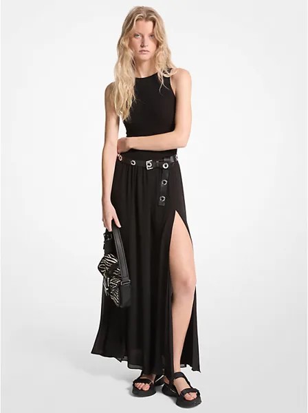 Платье макси из жоржетта со сборками Michael Kors, черный