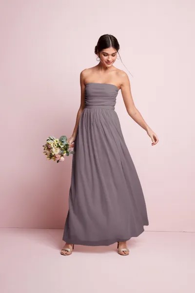 Свадебное платье макси с сеткой Next, лиловый