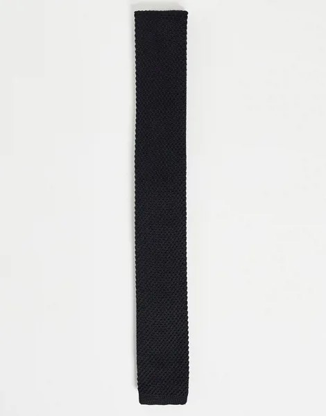 Черный вязаный галстук ASOS DESIGN-Черный цвет