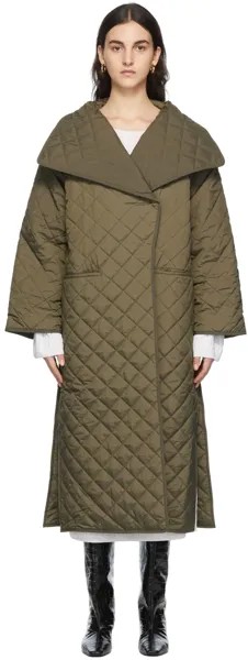 Стеганое пальто цвета хаки Totême