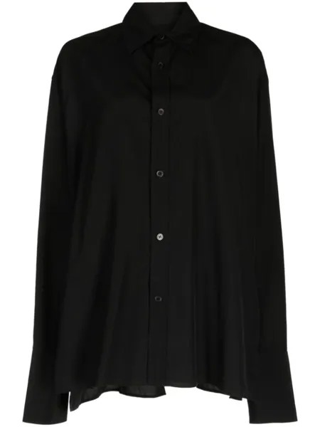 Yohji Yamamoto полупрозрачная рубашка с драпировкой, черный