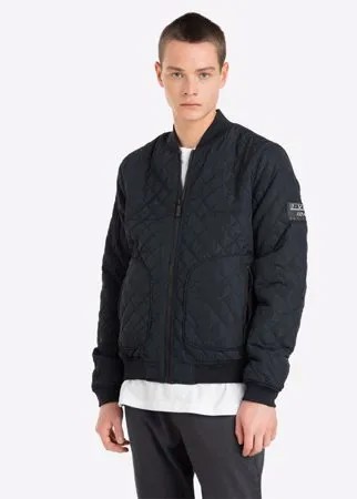 Тёмно-синяя стёганая куртка-бомбер oversize Gloria Jeans