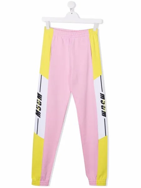 MSGM Kids спортивные брюки в стиле колор-блок