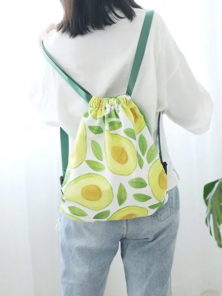 Женский повседневный холст с фруктовым принтом Fresh Art Drawstring Single Backpack