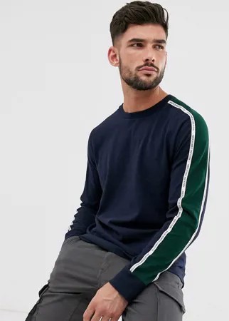 Темно-синий лонгслив с логотипом на ленте Abercrombie & Fitch