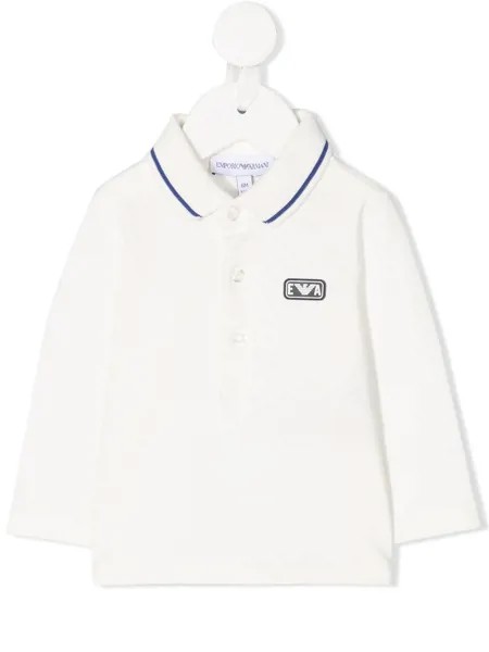 Emporio Armani Kids рубашка поло с длинными рукавами и нашивкой-логотипом