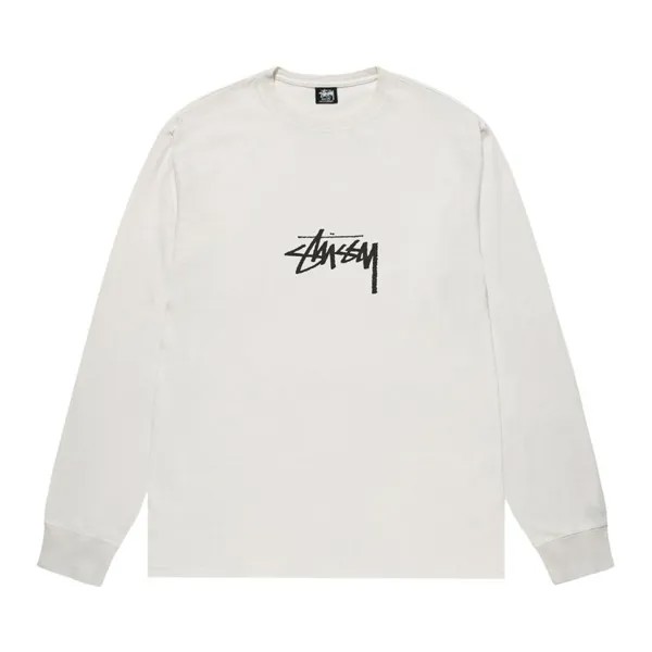 Футболка Stussy Pigment Dyed Small Stock Long-Sleeve 'Natural', белый