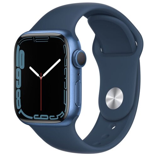 Часы Apple Watch Series 7 GPS 41mm Aluminum Case with Blue Pool Sport Band, Cиний омут (MKN13LL/A)