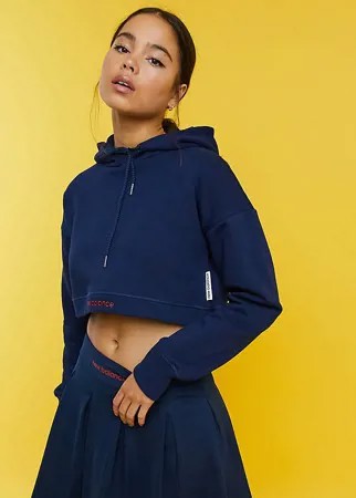Темно-синее укороченное худи New Balance – эксклюзивно для ASOS-Темно-синий