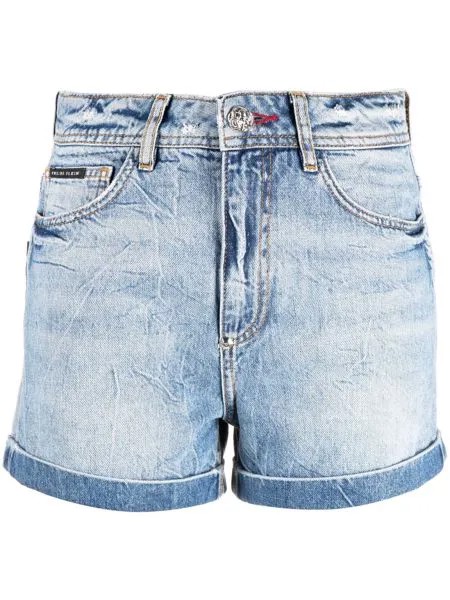 Philipp Plein джинсовые шорты с вышивкой