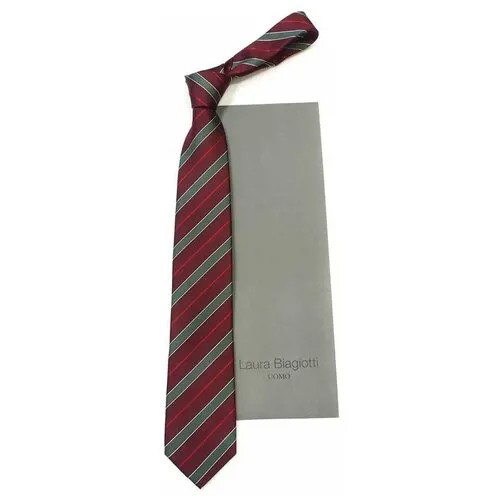 Молодежный галстук бордового цвета с зелеными и красными полосами Laura Biagiotti 822541