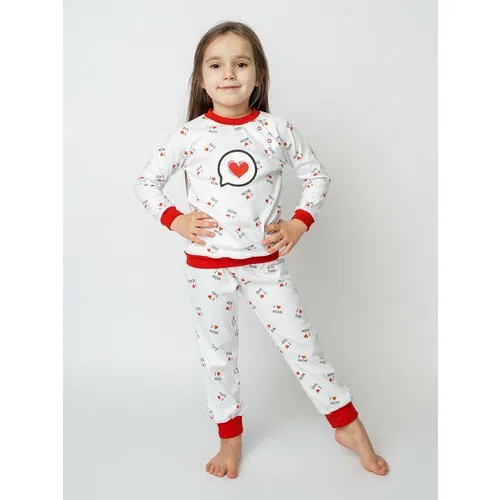 Пижама  КотМарКот, размер 80, белый, красный