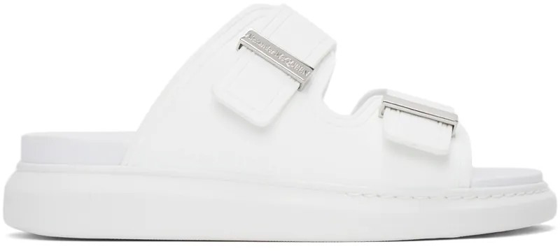 Белые резиновые гибридные шлепанцы Alexander McQueen