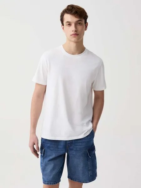 Джоггеры-Бермуды карго из денима кислотной стирки Ovs, цвет medium wash