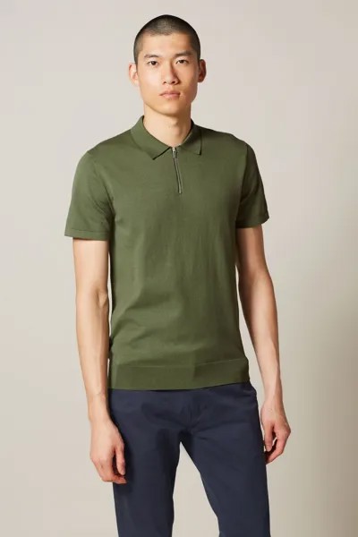 Трикотажная рубашка-поло на молнии Next, зеленый