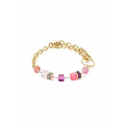 Браслет-цепочка Coeur de Lion, кристаллы Swarovski, желтый, розовый