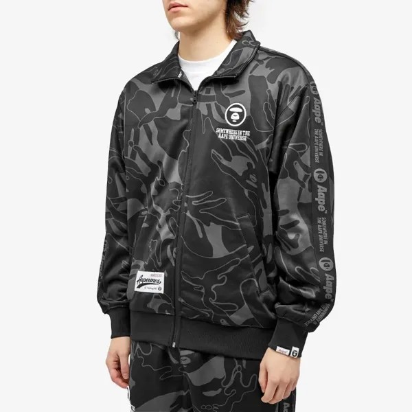 Спортивная куртка для колледжа с камуфляжным принтом AAPE by A Bathing Ape, черный