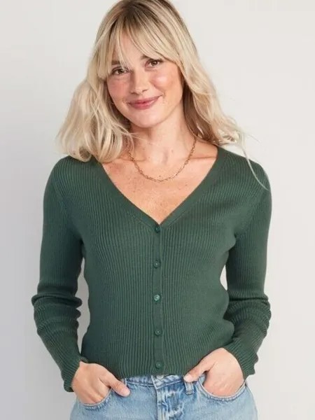 Укороченный кардиган Old Navy Green с v-образным вырезом, размер 3X