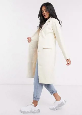 Удлиненное кремовое пальто Missguided-Белый