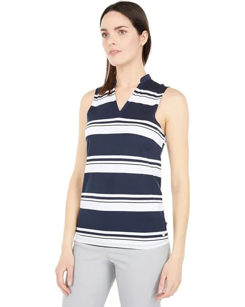 Поло Puma Cloudspun Valley Stripe Sleeveless Polo, цвет Navy Blazer