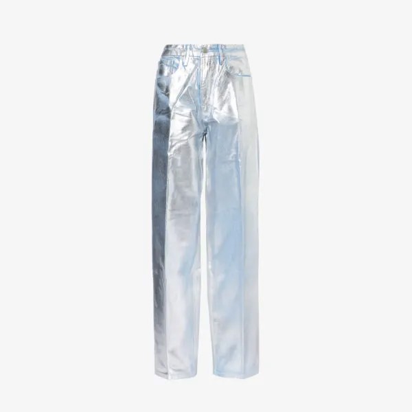 Хорошие джинсы свободного кроя из смесового денима с эффектом металлик 90-х Good American, серебряный