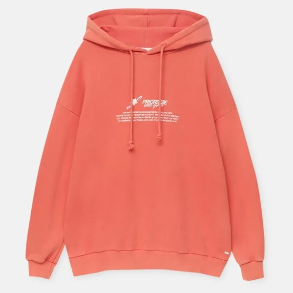 Худи Pull&Bear With One Goal Slogan, коралловый
