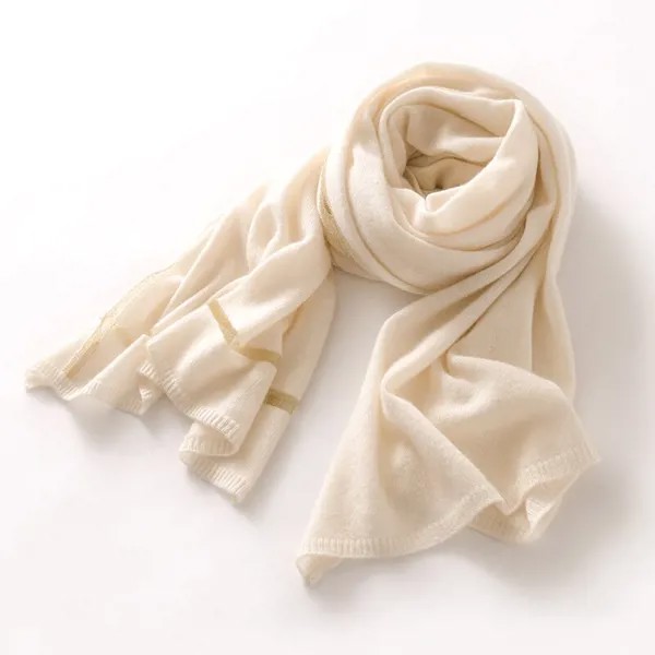 Золотая интарсия! Белый кашемировый шарф женский платок вязаный длинный внешний воротник воротник однотонный осенью и зимой