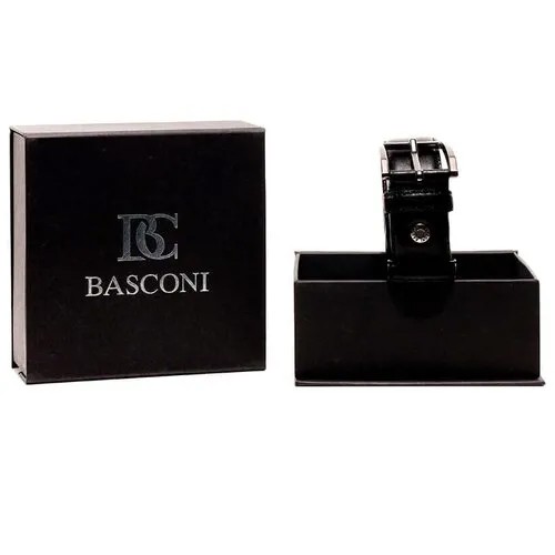 Ремень BASCONI, металл, подарочная упаковка, для мужчин, длина 125 см., черный