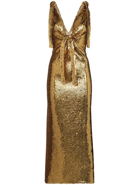 Paco Rabanne декорированное платье миди с V-образным вырезом