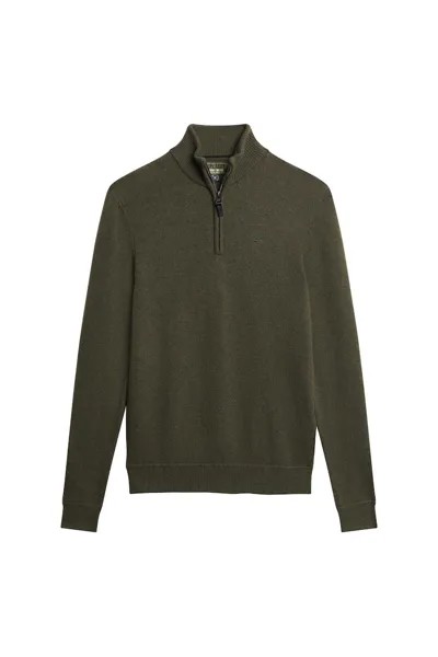 Шерстяной свитер Essential с короткой молнией Superdry, зеленый