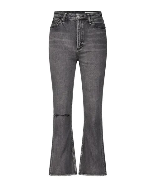 Расклешенные брюки длиной до щиколотки с высокой посадкой Rag & Bone, серый