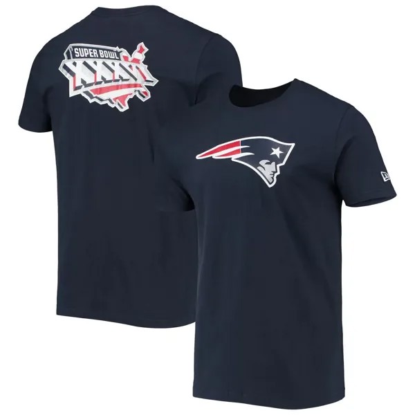 Мужская футболка New Era Navy New England Patriots Patch Up Collection Super Bowl XXXVI